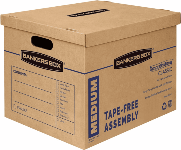 Medium Classic Moving Box 8 Pack, Reinforced Handles, Tape-Free Assembly, Box with Lid, 19-In X 14.5-In X 15.5-In (7717201) - Image 2