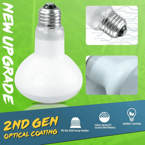 Reptile Heat Lamp - 100W (2Nd Gen) Heat Lamp Bulbs for Reptiles 2 Pack, Amphibians Basking Heat Lamp Bulbs, UVA Daylight Basking Light for Reptiles, Bearded Dragon, Lizard, Turtle, Chicken - Image 2