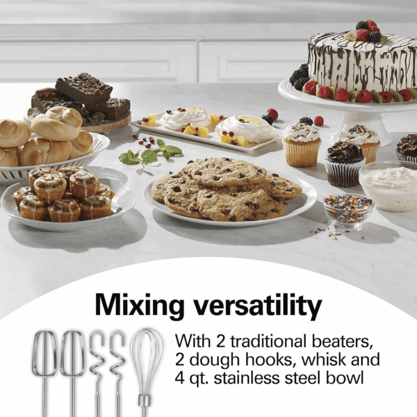 Classic Stand and Hand Mixer, 4 Quarts, 6 Speeds with Quickburst, Bowl Rest, 290 Watts Peak Power, Red (64654) - Image 3