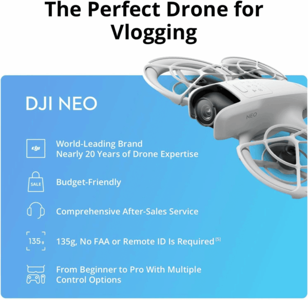 Neo, Mini Drone with 4K UHD Camera for Adults, 135G Self Flying Drone That Follows You, Palm Takeoff, Subject Tracking, Quickshots, Stabilized Video, Built-In Propeller Guard (Controller-Free) - Image 7