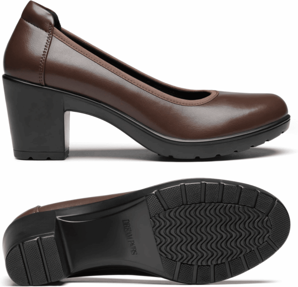 Women'S Chunky Closed Toe Low Block Heels Work Pumps Comfortable round Toe Dress Wedding Shoes - Image 4
