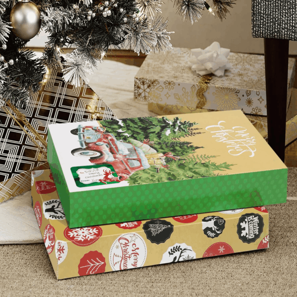 12 Large Christmas Gift Wrap Boxes Bulk with Lids, 12 Tissue Paper and 80 Count Foil Christmas Tag Stickers for Wrapping Oversized Clothing (Robes, Sweater, Coat, Shirts) and Xmas Holiday Present - Image 4