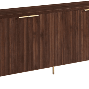 Lowen Contemporary Fluted-Door Sideboard, 69 Inch, Gold/Dark Walnut