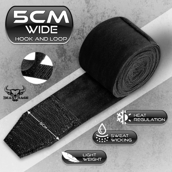 Boxing Hand Wraps 4.5 Meter Martial Arts Bandages Inner Gloves Wrist Support Straps Punching under Hand Knuckles Heavy Elasticated Training Bag Mitts Muay Thai - Image 5