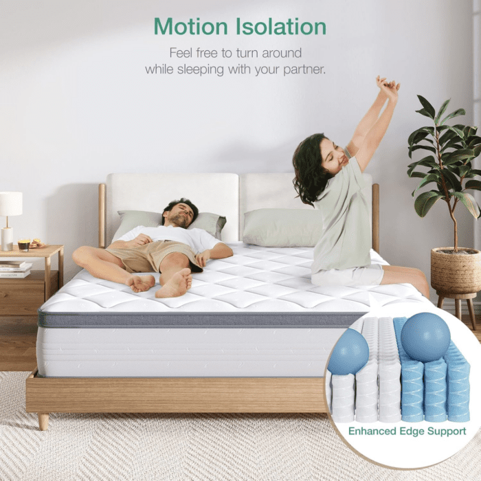 King Mattress, 12 Inch Hybrid Mattress King with Comfort Foam, Innerspring Pillow Top King Mattress in a Box, King Size Mattress for Pressure & Pain Relief, Soft Feel but Supportive - Image 4