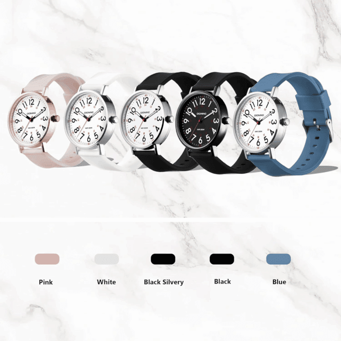 Nurse Watch for Medical Professionals Students Women Men, Analog Nursing Watches with 30M Waterproof 12/24 Hour Military Time, Second Hand, Easy to Read, Colorful Silicone Band - Image 3