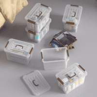 6-Pack Clear 7 Quart Storage Latch Box/Bins, Plastic Stackable Latching Box with Brown Handle and Lid, Multi-Purpose, 7 Litre - Image 6