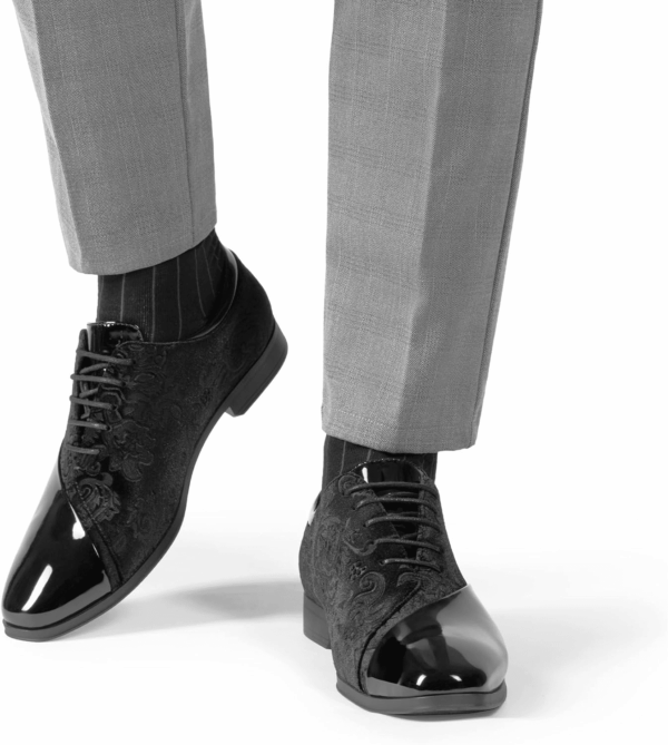 Men'S Dress Tuxedo Shoes Classic Patent Velvet Lace-Up Formal Caden Oxford - Image 6