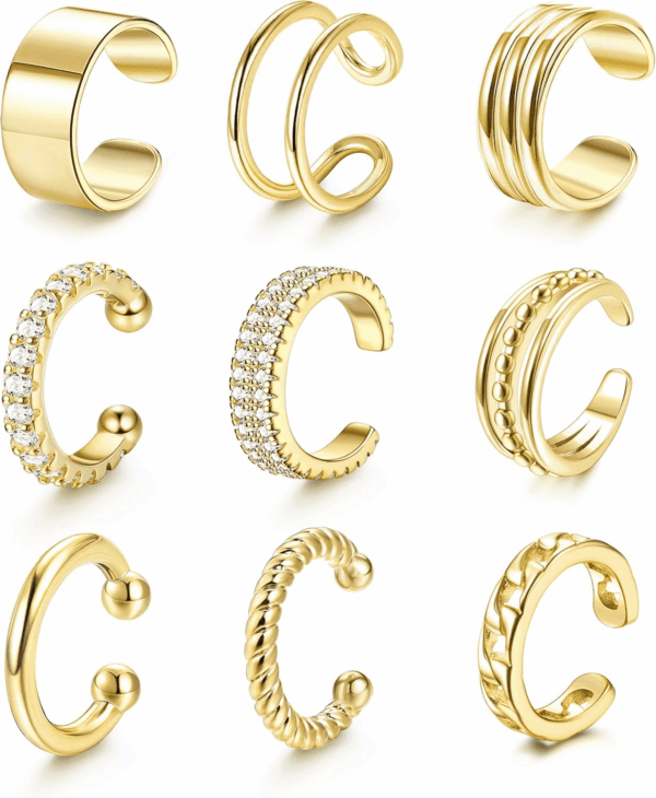 𝐄𝐚𝐫 𝐂𝐮𝐟𝐟 𝐄𝐚𝐫𝐫𝐢𝐧𝐠𝐬 for Women Non Piercing Gold Ear Cuffs 𝟏𝟒𝐊 𝐆𝐨𝐥𝐝 𝐏𝐥𝐚𝐭𝐞𝐝 Ear Cuff for Non Pierced Ears Clip on Cartilage Earring 𝐅𝐚𝐤𝐞 𝐄𝐚𝐫𝐫𝐢𝐧𝐠𝐬 Lightweight