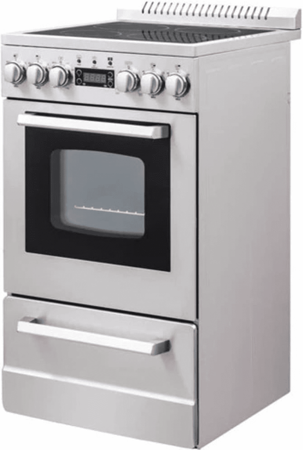 DER20P3S Electric Range Oven Elite Series Compact Design, 2-Cu.Ft. Capacity with 4 Coil Burners, Framed Glass Door, Storage Drawer and Broiler with Pan, 20-Inch, Stainless Steel - Image 2