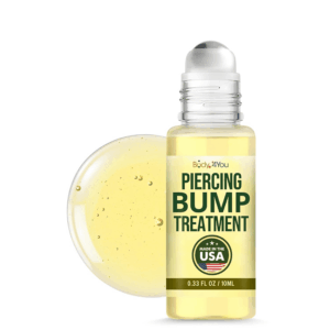 Piercing Keloid Bump Removal W Roller - Natural Oil Piercing Bump Treatment - Nose Septum Belly Ear Cleaner Soothing Skin Recovery Solution - Safe Care Piercing Reduce Scars - 0.33 Fl Oz