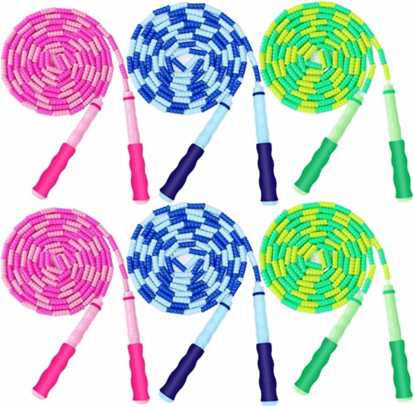 Jump Rope for Kids, Soft Beaded Jump Rope, Adjustable Length Tangle-Free Segmented Soft Beaded Skipping Rope，For Women, Men and Kids Keeping Fit, Workout and Weight Loss