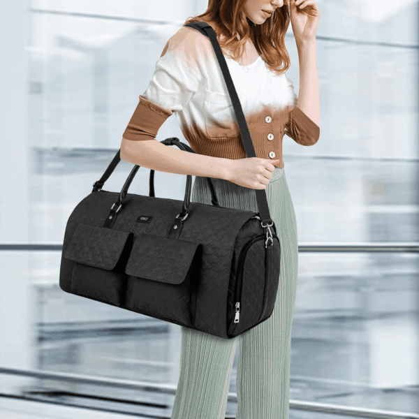 Garment Bag for Travel with Toiletry Bag Convertible Carry on Weekender Bag Large Travel Duffel Bags for Women 2 in 1 Hanging Suitcase Suit Travel Bags for Women & Men 3Pcs Set (G-Black) - Image 6