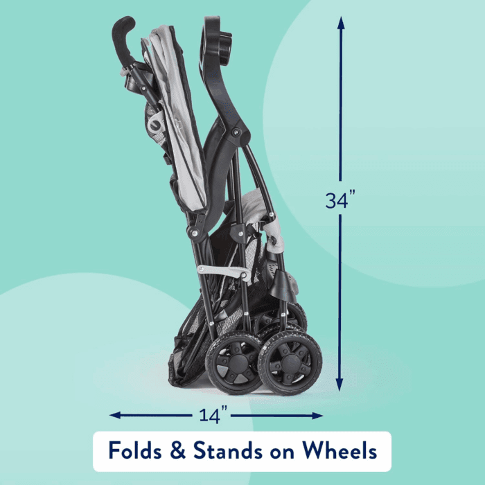 Cloud plus Lightweight Toddler Umbrella Baby Stroller with Large Storage Basket and Canopy, Reclining Seat, Child and Parent Trays, Compact Easy Fold for Summer Travel - Slate Gray - Image 3
