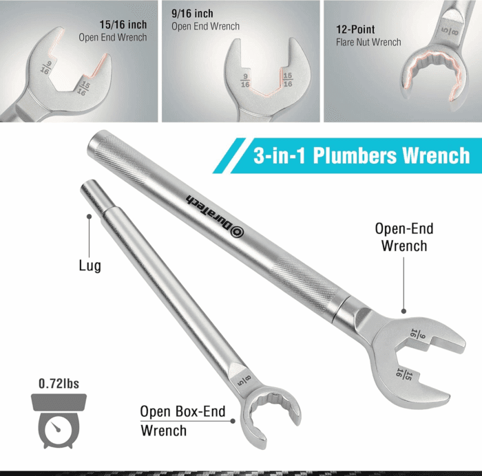 3-In-1 Plumber Wrench & 4 Way Sillcock Key, 2-Pack, for Valve, Faucet Nuts, and Spigots - Image 2