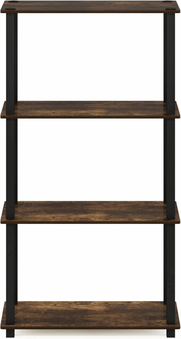 Turn-S-Tube 4-Tier Compact Multipurpose Shelf Display Rack with Square Tube, Amber Pine/Black - Image 4