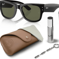 RB0840S MEGA WAYFARER Square Shape Sunglasses with Eyewear Kit Bundle - High Bridge Fit - Square Sunglasses