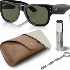 RB0840S MEGA WAYFARER Square Shape Sunglasses with Eyewear Kit Bundle - High Bridge Fit - Square Sunglasses