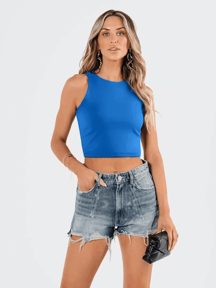 Womens Sexy Sleeveless Double Lined Crop Tops Workout Cute Tight Racerback Tank Tops Summer Clothes Teen Girls 2025 - Image 3