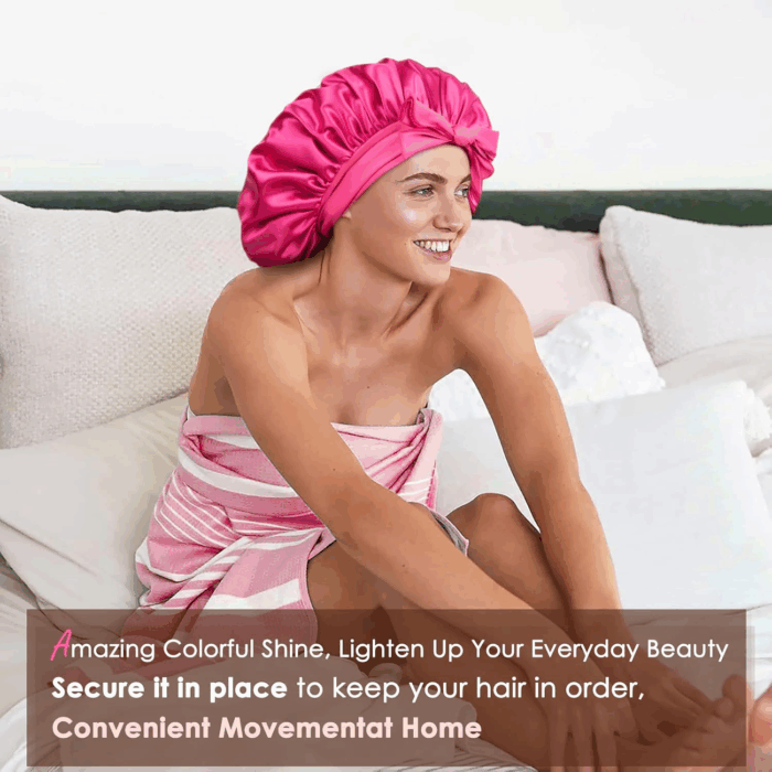 Silk Bonnet for Sleeping Women Satin Bonnet Double Layer Satin Lined Hair Bonnet with Tie Band Curly Hair - Image 3