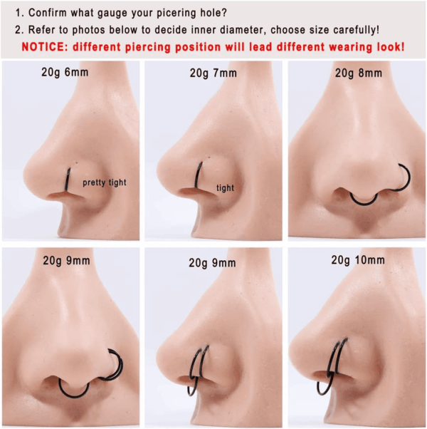 Men Women 316L Surgical Steel Hinged Nose Rings Hoop for Nostril Septum Cartilage Helix Daith Tragus Rook Conch Lip Ear Lobe Piercings - Image 4