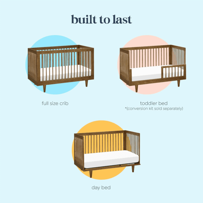 Marley 3-In-1 Convertible Baby Crib - GREENGUARD Gold Certified - Convertible Crib to Toddler Bed and Daybed - Baby Bed W/ 4 Adjustable Heights - Easy to Assemble Wooden Crib - Walnut - Image 5