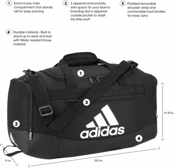 Unisex Defender 4.0 Gym Duffel Bag for Men and Women, Black/White, Small (38L) - Image 2