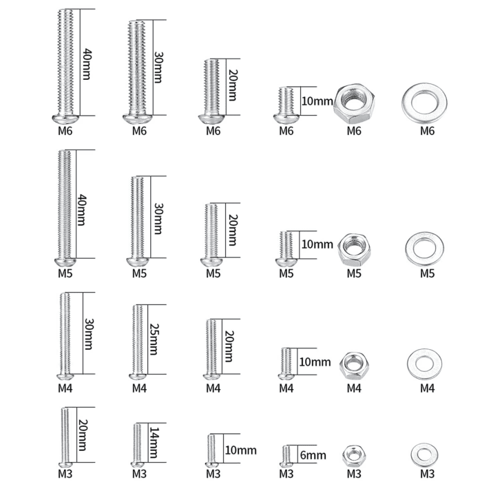 1080 Pcs Screws Bolts and Nuts Assortment Kit, Metric Machine Screws and Nuts and Flat Washers, M3/M4/M5/M6 Slotted Pan Head Hex Bolts Sets (C) - Image 2