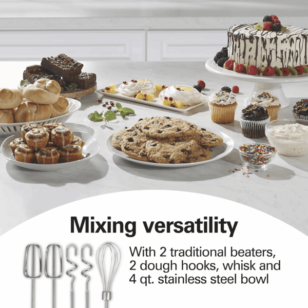 Classic Stand and Hand Mixer, 4 Quarts, 6 Speeds with Quickburst, Bowl Rest, 290 Watts Peak Power, Blue (64658) - Image 3