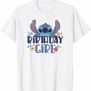Lilo & Stitch Birthday Girl Retro Floral Logo T-Shirt