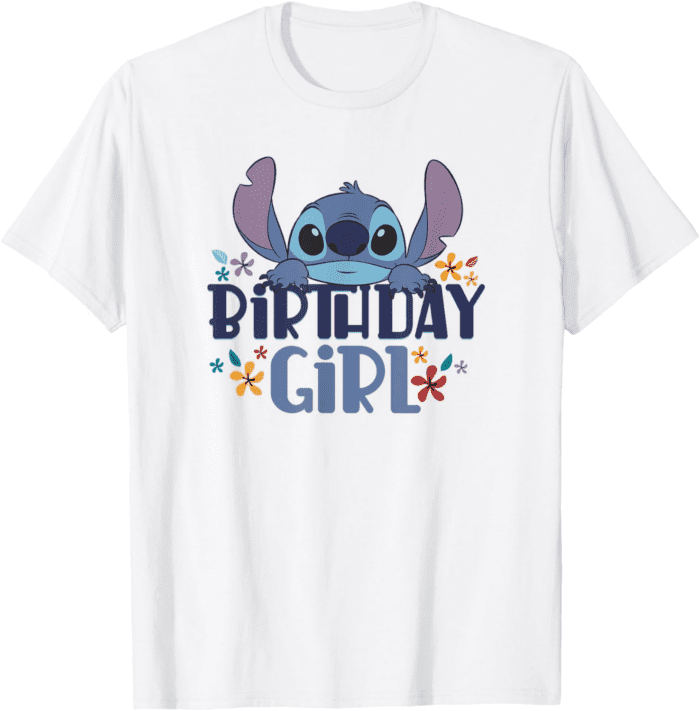 Lilo & Stitch Birthday Girl Retro Floral Logo T-Shirt