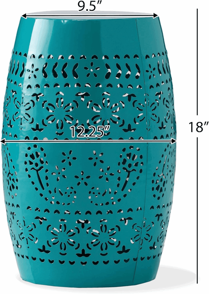 Ruby Outdoor 12" Iron Side Table, Teal - Image 3