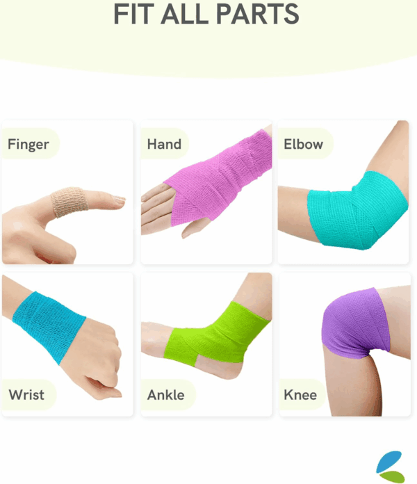 Self Adhesive Bandage Wrap, Medical Tape in First Aid Kit, Cohesive Bandages for Wounds Sport Vet, FSA/HSA Eligible, 2 Inches X 5 Yards 6 Rolls, Rainbow - Image 5