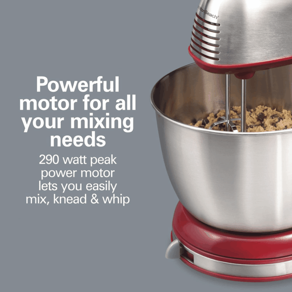 Classic Stand and Hand Mixer, 4 Quarts, 6 Speeds with Quickburst, Bowl Rest, 290 Watts Peak Power, Red (64654) - Image 4