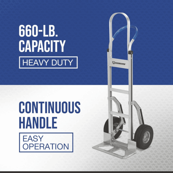 Continuous Handle Aluminum Hand Truck/Stair Skid Moving Dolly - 660-Lb. Capacity, 18In. Wide Toe Plate, 10In. Polyurethane Wheels, 54In. High - Image 2