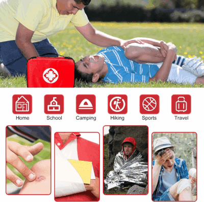 Travel-First Aid-Kit Car-Home 300PCS Survival-Kit Outdoor-Adventure - Small Portable Red Emergency Essential Sets Office Hiking Camping Business Public Must Have First Aid Gear Equipment - Image 3