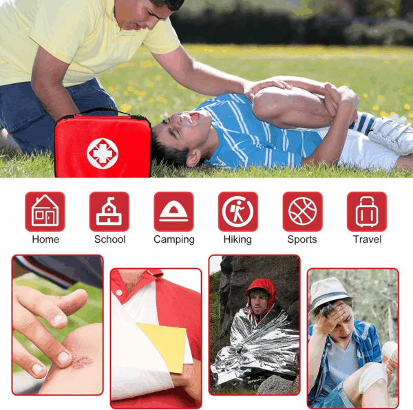 Travel-First Aid-Kit Car-Home 300PCS Survival-Kit Outdoor-Adventure - Small Portable Red Emergency Essential Sets Office Hiking Camping Business Public Must Have First Aid Gear Equipment - Image 3