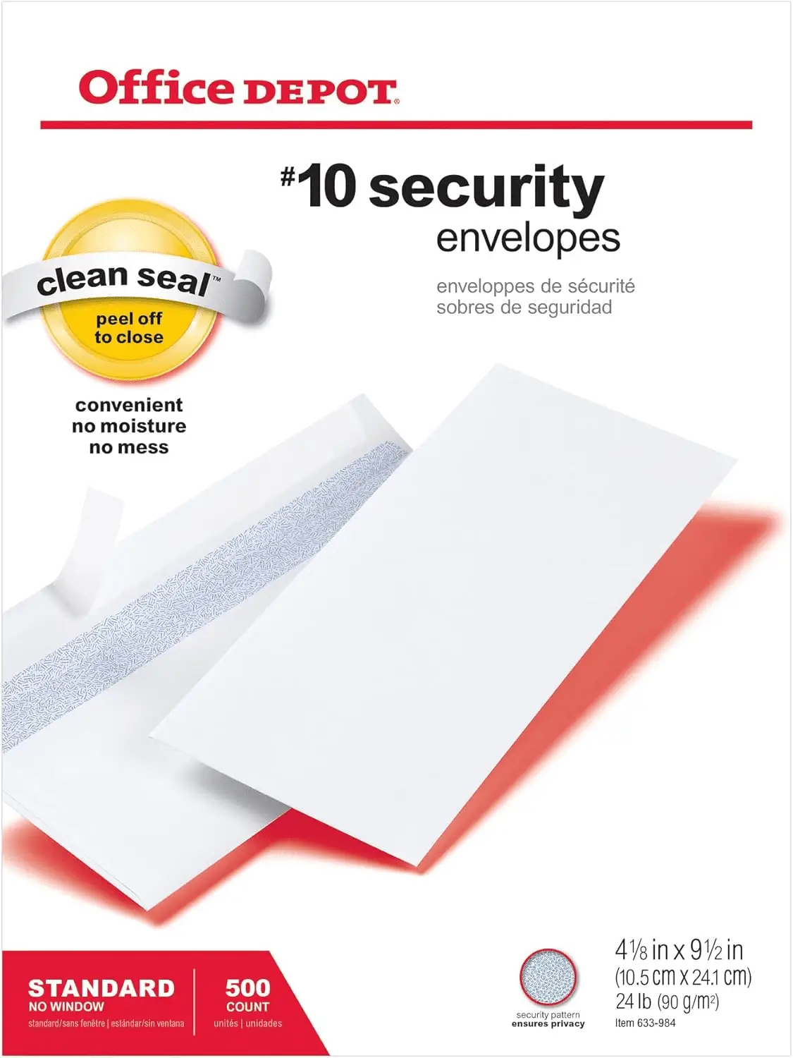 Clean Seal(Tm) Security Envelopes, #10 (4 1/8In. X 9 1/2In.), White, Box of 500, 12015 - Image 3