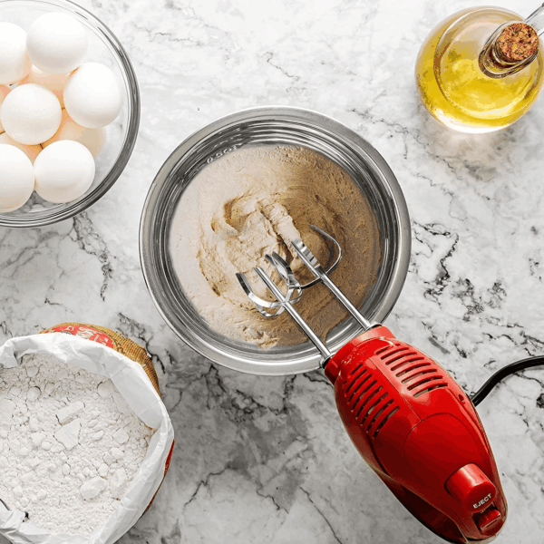 Portable 5 Speed Mixing Electric Hand Mixer with Stainless Steel Whisk Beater Attachments & Snap Storage Case, Compact Lightweight 150 Watt Powerful Blender for Baking & Cooking, Red HM151R - Image 7