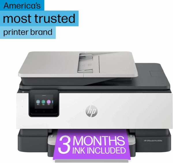 Officejet Pro 8135E Wireless All-In-One Color Inkjet Printer, Print, Scan, Copy, Fax, ADF, Duplex Printing, Best-For-Home Office, 3 Months of Instant Ink Included (40Q35A) - Image 3
