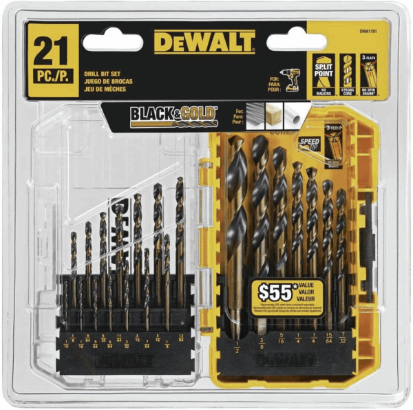 Drill Bit Set, 21-Piece, 135 Degree Split Point, 31 Degree Helix, Black Oxide Coated, for Plastic, Wood and Metal (DWA1181) - Image 3