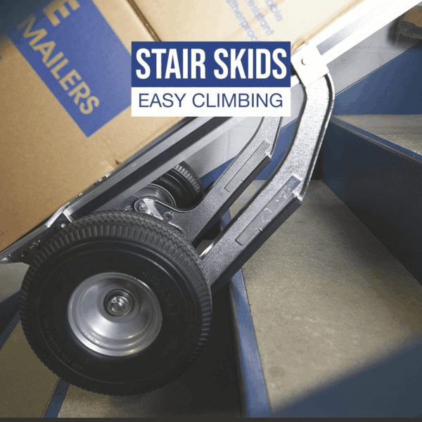 Continuous Handle Aluminum Hand Truck/Stair Skid Moving Dolly - 660-Lb. Capacity, 18In. Wide Toe Plate, 10In. Polyurethane Wheels, 54In. High - Image 3