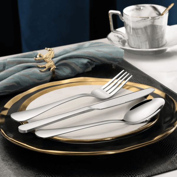 24-Piece Forks and Spoons Silverware Set, Food Grade Stainless Steel Flatware Cutlery Set for Home, Kitchen and Restaurant, Mirror Polished, Dishwasher Safe - Image 6