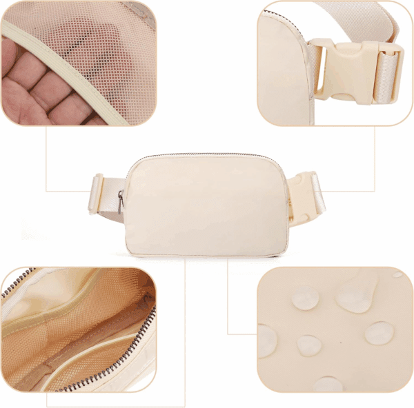 Mini Fanny Pack Creamy Belt Bag for Women and Men, Fashionable Waterproof Waist Pack with Adjustable Strap for Traveling, Hiking, Jogging, Cycling - Image 6