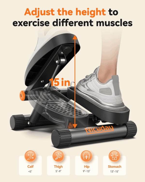 Steppers for Exercise, Mini Stair Stepper with Resistance Bands at Home Workout Equipment with 300LBS Loading Capacity, Hydraulic Fitness Stepper with LCD Monitor - Image 4
