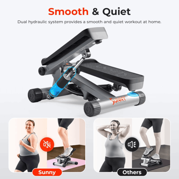 Mini Stepper for Exercise at Home, Stair Step Workout Machine with Resistance Band, Fullbody Cardio, Upgraded over 300Lb Weight Capacity, Optional Free Sunnyfit App Connection - Image 4