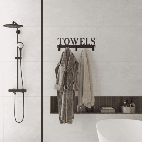 Over the Door Hooks - Towel Holder for Bathroom, Bedroom, Kitchen & Pool - Sandblasted Black Metal Wall Mount - Image 5