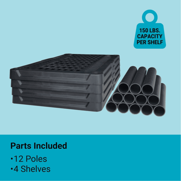 , 4-Tier Heavy Duty Ventilated Storage Shelf, 150 Lbs/Shelf (56”H X 36”W X 18”D), Plastic Shelving Unit (4-Tier 2 Pack) - Image 4