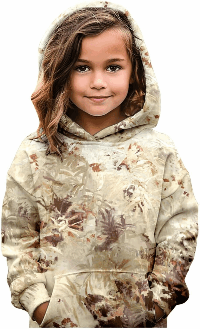 Camo Hoodies for Teen Girls Cute Sweatshirt Maple Leaf Print Oversized Fleece Sweatshirts Pullover Tops with Pocket - Image 3