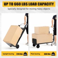 2025 New Upgrade Hand Truck Dolly Heavy Duty 660Lbs Capacity,3 in 1 Folding Hand Truck with Telescoping Handles and Rubber Wheels,Portable Dolly Cart with Brakes and Bungee Cords for Moving - Image 6
